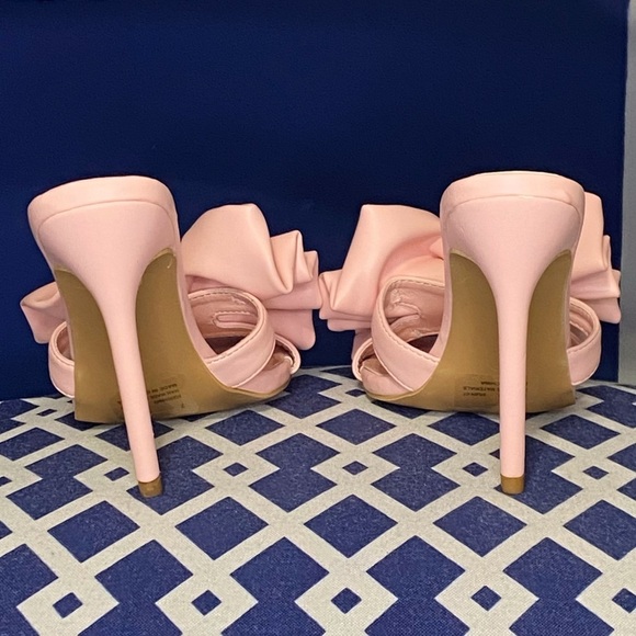 Pink big bow high heel mule sandals Cape Robbin Sz 10 - Picture 4 of 5